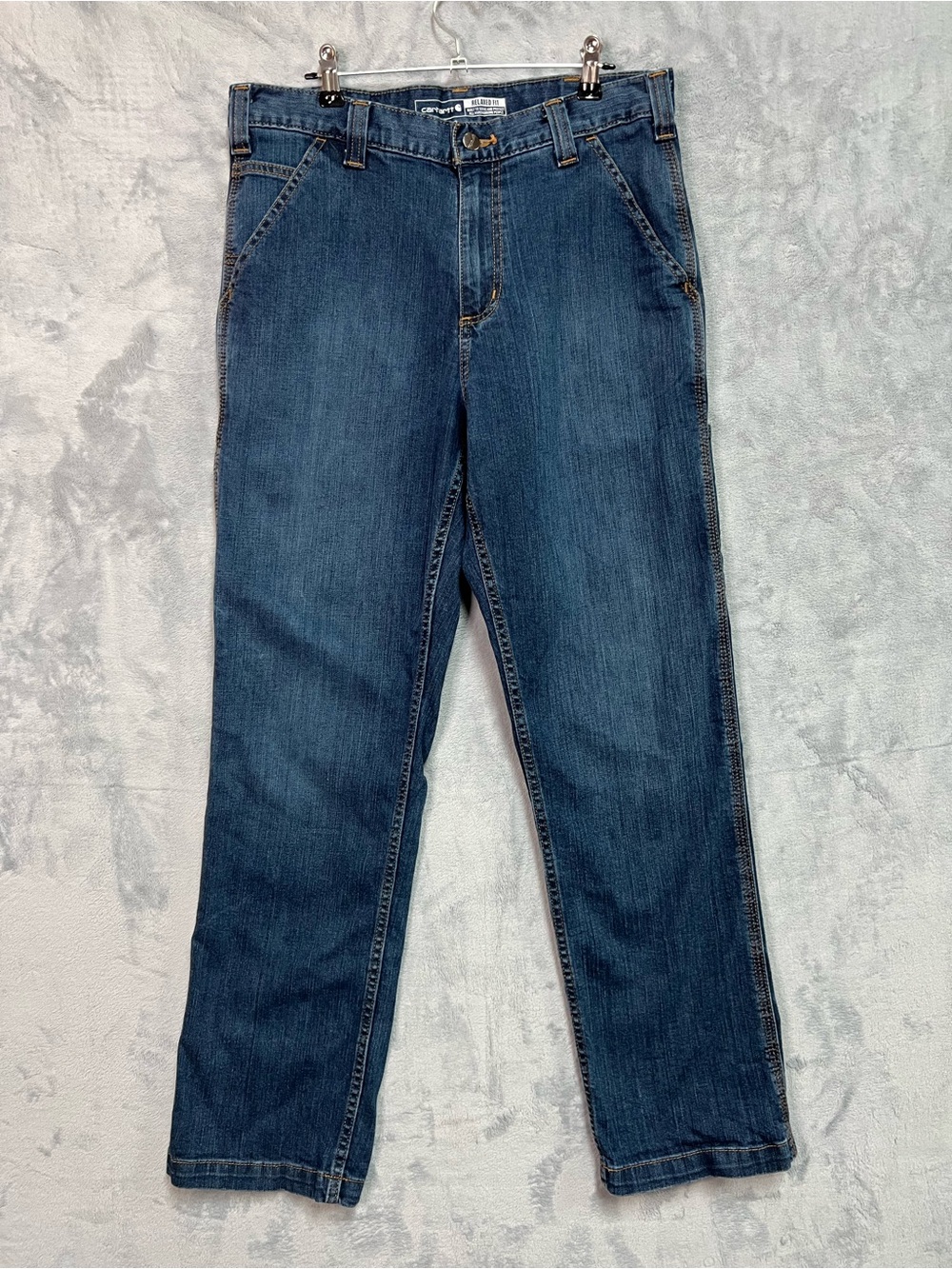 Carhartt Rugged Flex Relaxed Fit Utility Jeans Mens 32x30 Blue Work Denim BD2808